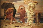Lord Frederic Leighton Greek Girls Picking Up Pebbles by the Sea oil painting